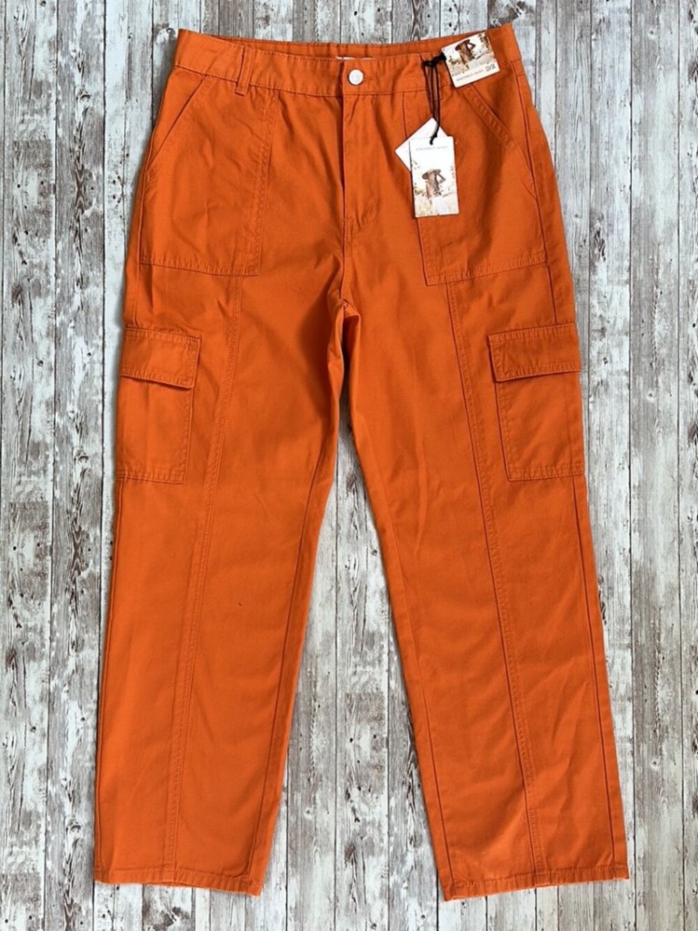 Sincerely Jules Cargo Pants Women's sz 13/31 Burnt Orange Straight Leg Cotton